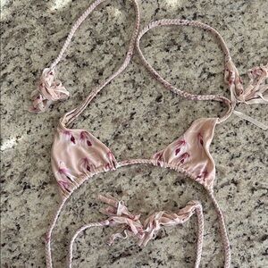 acacia swimwear Pink Floral Triangle Bikini Top
